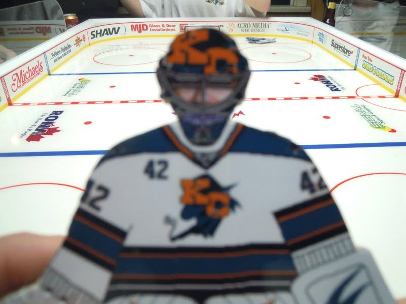Kansas City goalie figure on the ice